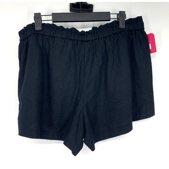 Isabel Maternity Shorts Black Linen Blend Tie Front Pull On NWT - Picture 6 of 9